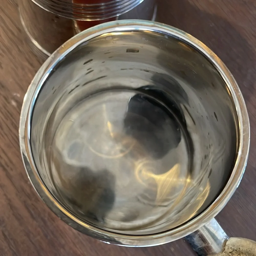 English Silverplated Stag horn mugs